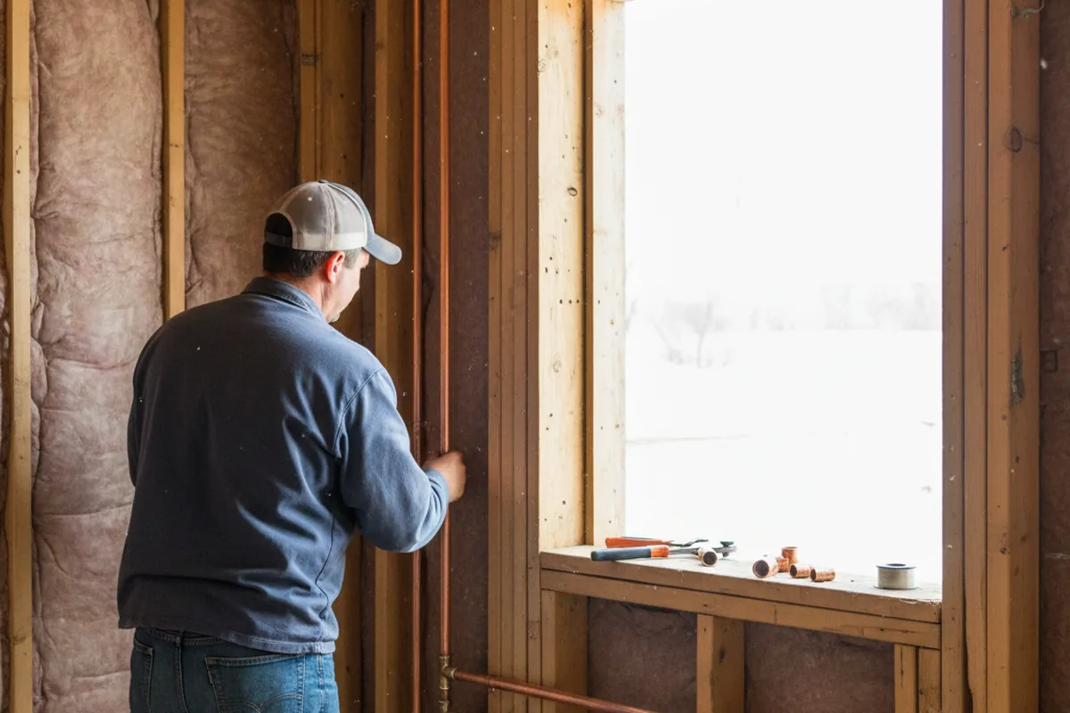Licensed plumber running new copper supply lines in a Diamond home